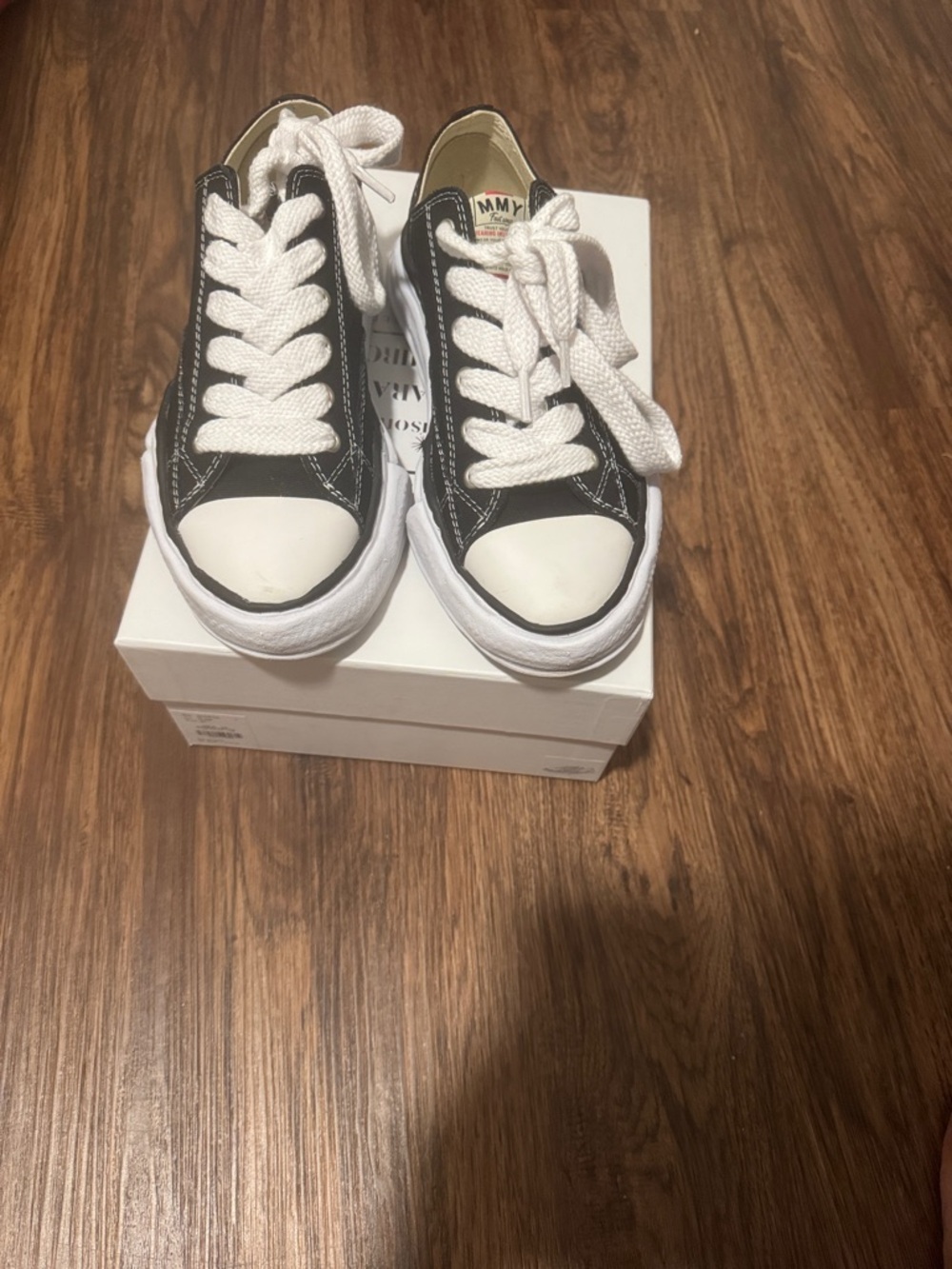 Miharayasuhiro Men’s  Black and White Low-Top Sneakers